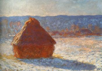 Claude Oscar Monet : Meules, effet de neige, le matin, Translated title: Haystack, snow effect